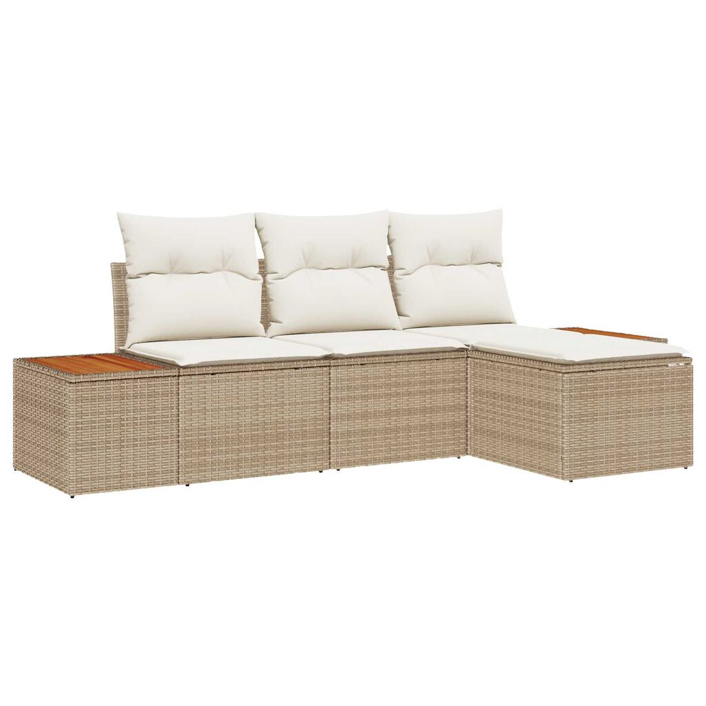 vidaXL με μαξιλάρι Ρυθμιζόμενος 4 pcs Μπεζ 239 x 117 x 37 εκ