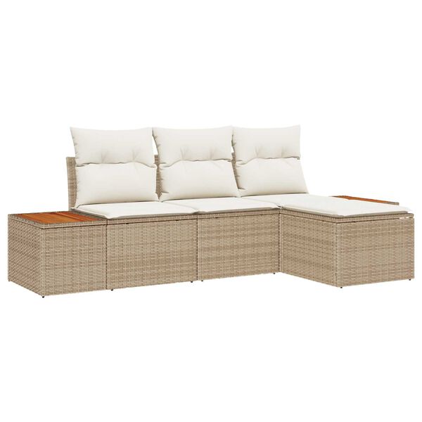 vidaXL με μαξιλάρι Ρυθμιζόμενος 4 pcs Μπεζ 239 x 117 x 37 εκ