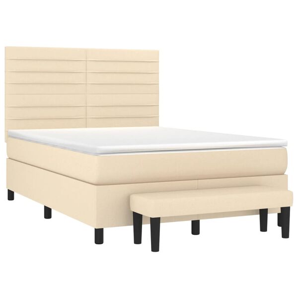 vidaXL &Kappa;&rho;&epsilon;&beta;ά&tau;&iota; Boxspring &mu;&epsilon; &Sigma;&tau;&rho;ώ&mu;&alpha; &Kappa;&rho;&epsilon;&mu; 140x190 &epsilon;&kappa;. &Upsilon;&phi;&alpha;&sigma;&mu;ά&tau;&iota;&nu;&omicron;