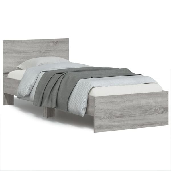 vidaXL Πλαίσιο Κρεβατιού με Κεφαλάρι Γκρι Sonoma 90x190 εκ. Επεξ. Ξύλο