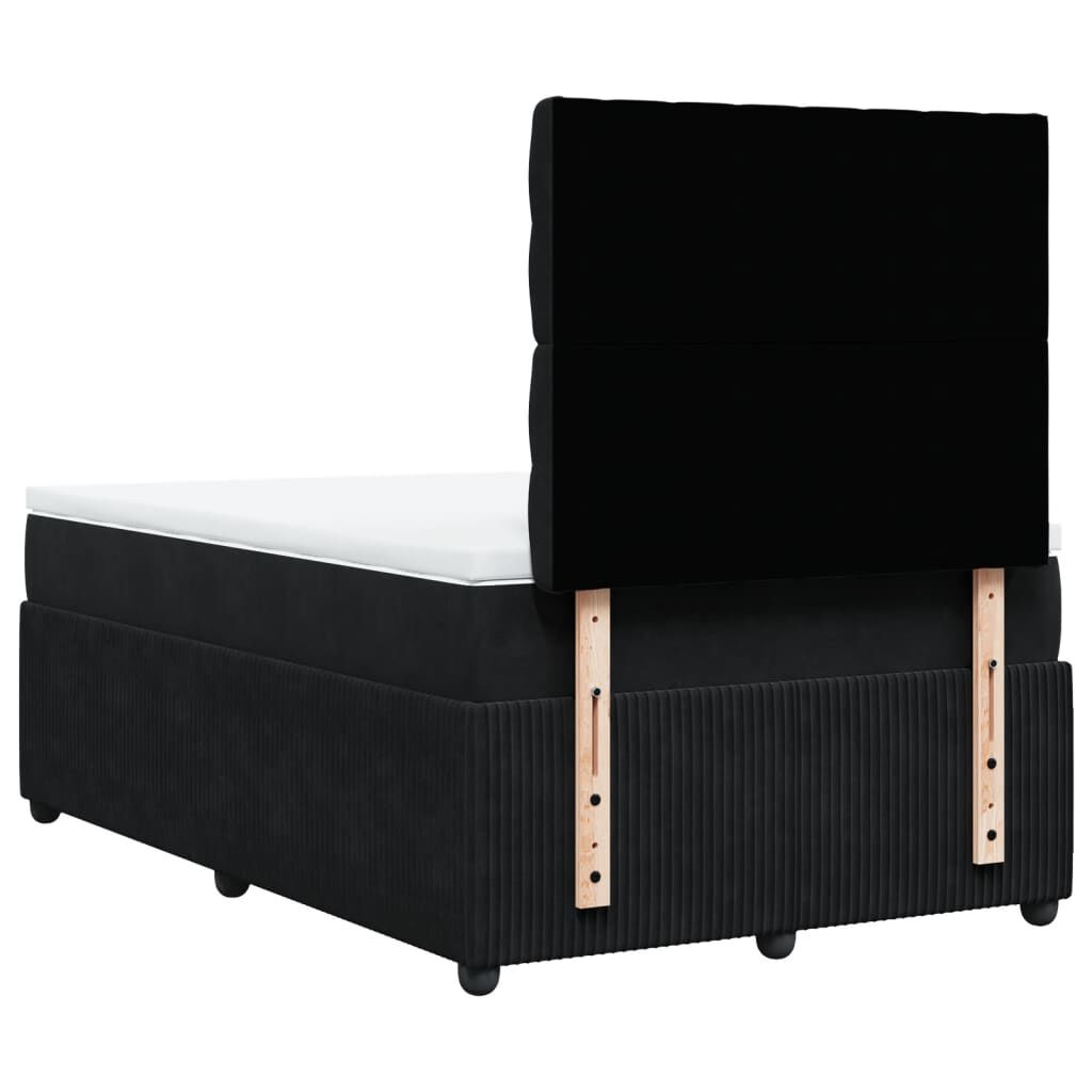 vidaXL Κρεβάτι Boxspring με Στρώμα Μαύρο 120 x 200 εκ. Βελούδινο