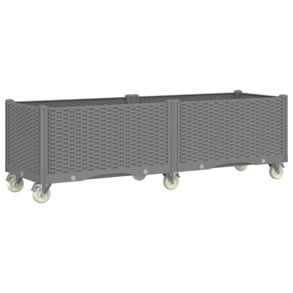 vidaXL Ζαρντινιέρα Κήπου με Ροδάκια Αν.Γκρι 160x50x54εκ Πολυπροπυλένιο