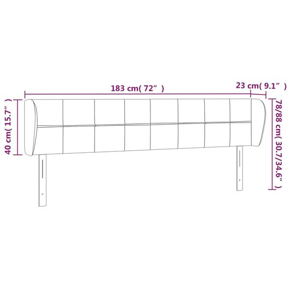 vidaXL Κεφαλάρι με Πτερύγια Σκούρο Γκρι 183x23x78/88 εκ. Υφασμάτινο