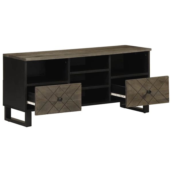 vidaXL Έπιπλο Τηλεόρασης Μαύρο 100 x 33 x 46 εκ. από Μασίφ Ξύλο Μάνγκο