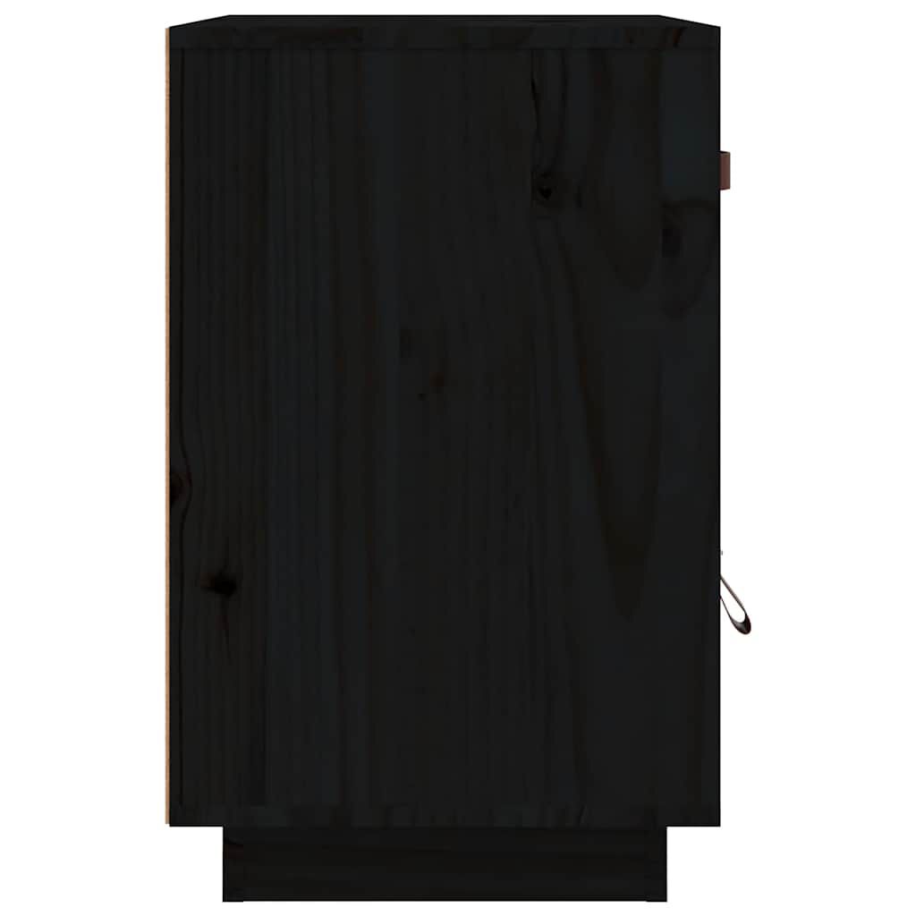 vidaXL Κομοδίνα 2 τεμ. Μαύρα40x34x55 εκ. από Μασίφ Ξύλο Πεύκου