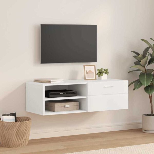 vidaXL Ντουλάπι TV με ράφι Λευκό 100.5 x 39 x 30 εκ Επεξεργασμένο ξύλο