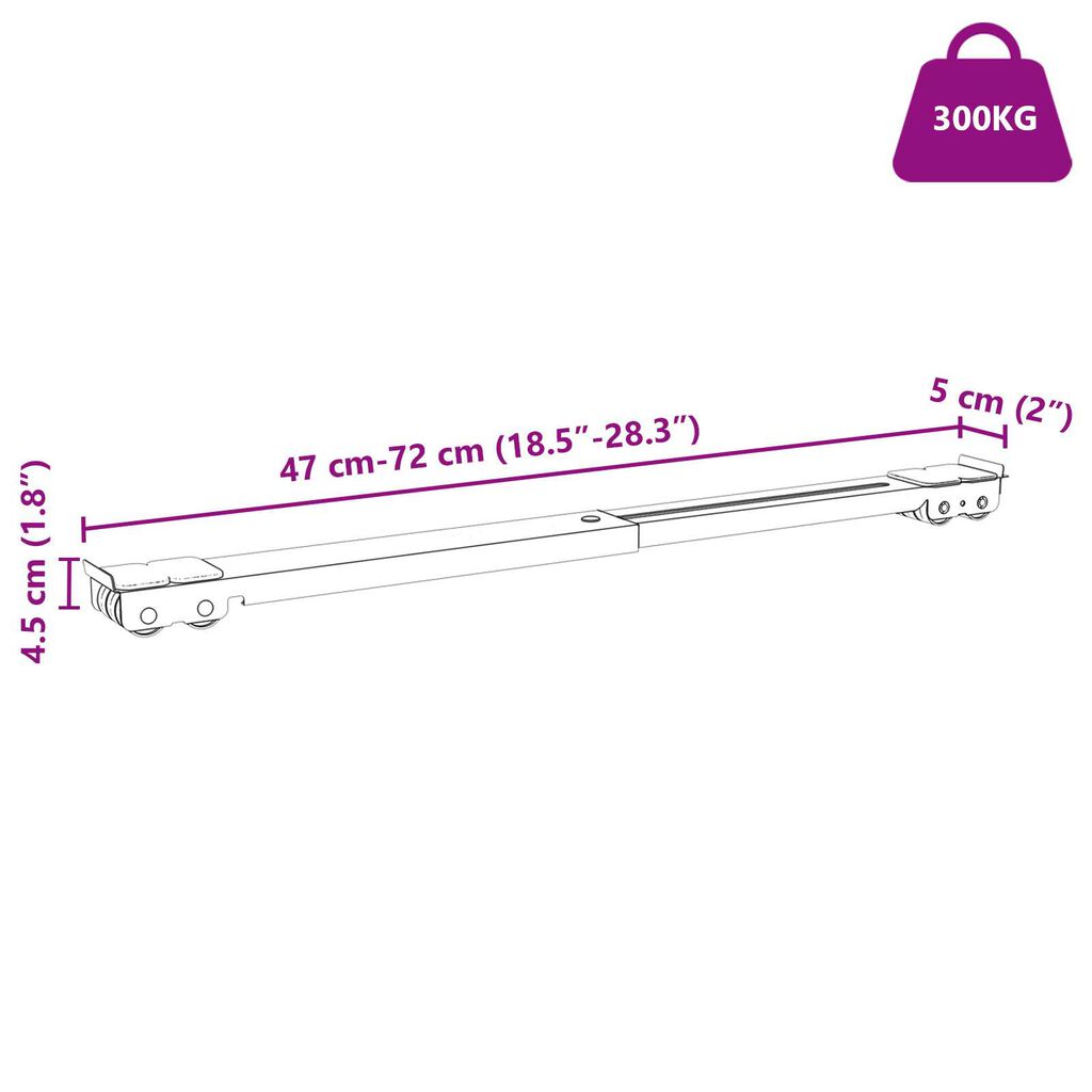 vidaXL Βάση Πλυντηρίου με Ρόδες 2 τεμάχια Μήκος 46-71 cm 300 kg