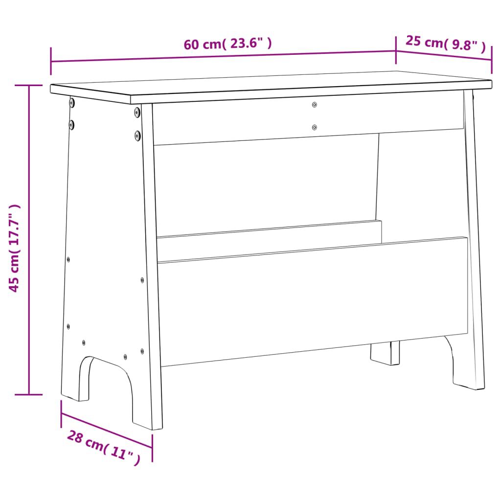 vidaXL Παγκάκι Χολ Καφέ Κεριού 60x28x45 εκ. από Μασίφ Ξύλο Πεύκου