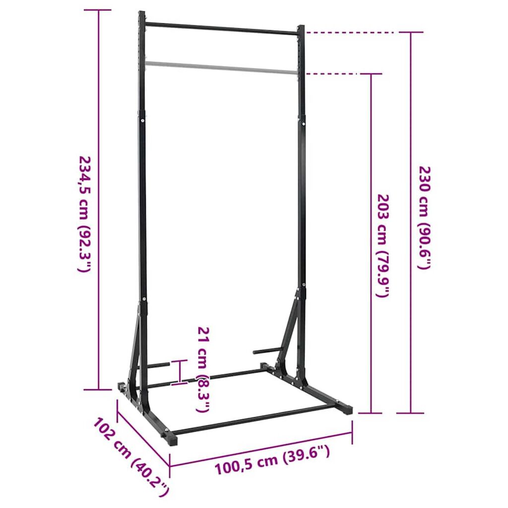 vidaXL Σταθμός Έλξης Μαύρο 101 x 102 x 235 εκ.