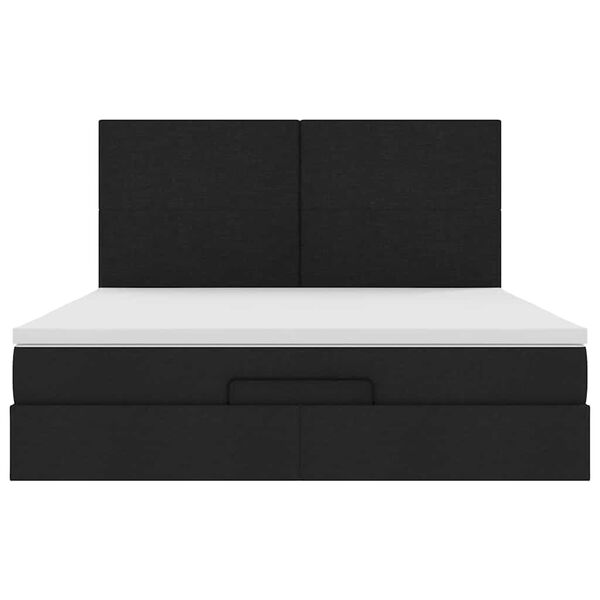 vidaXL Οθωμανικό Κρεβάτι με Στρώματα Μαύρο 200x200cm Ύφασμα