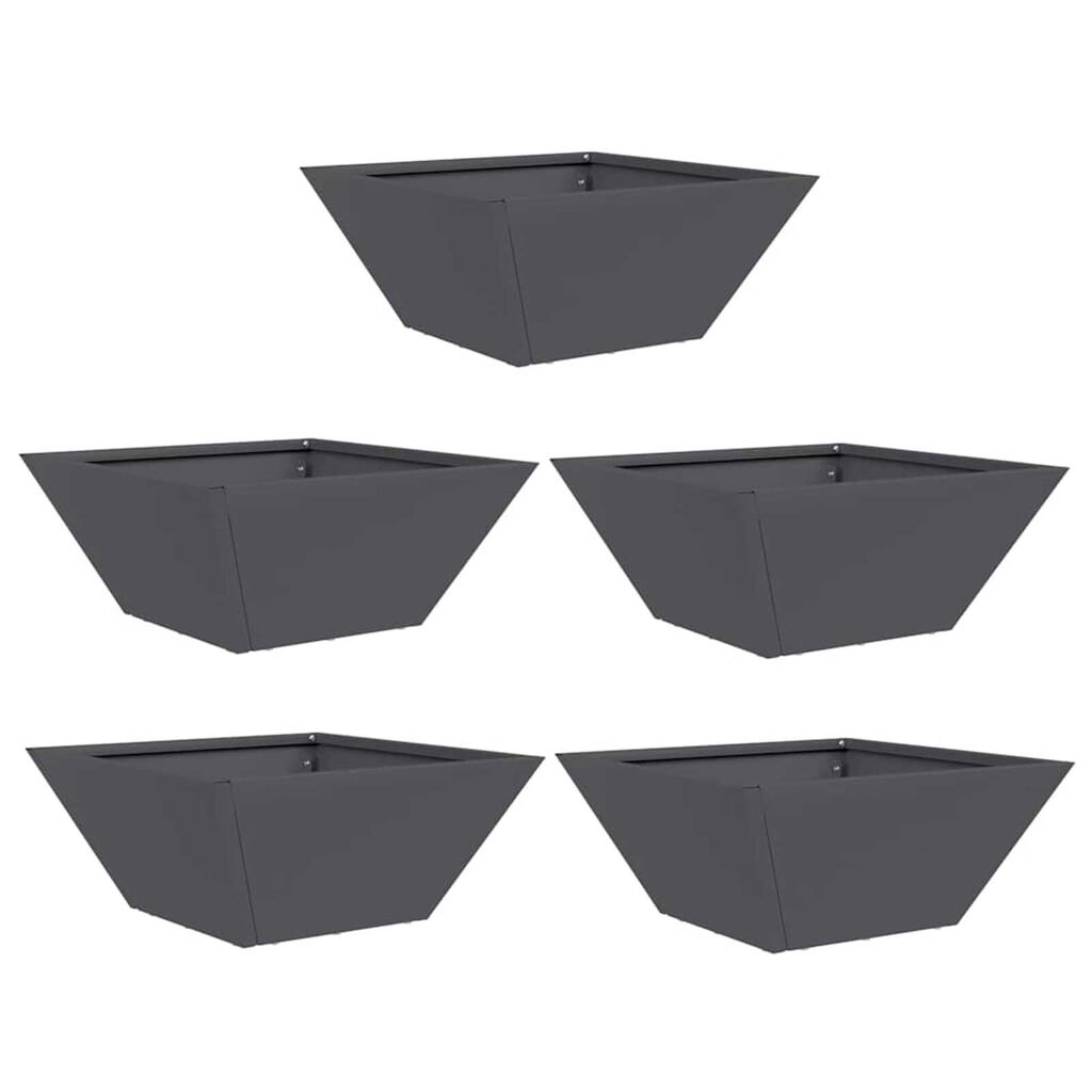 vidaXL Γλάστρα Κήπου 5 pcs Ανθρακί 35 x 35 x 15 εκ. Ατσάλι