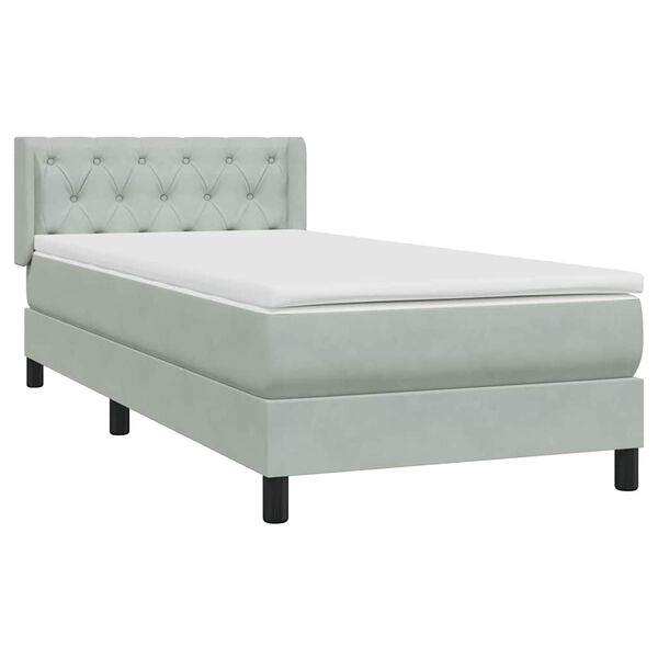 vidaXL Box Spring κρεβάτι με στρώμα ανοιχτό γκρι 80x220 cm Βελούδινο