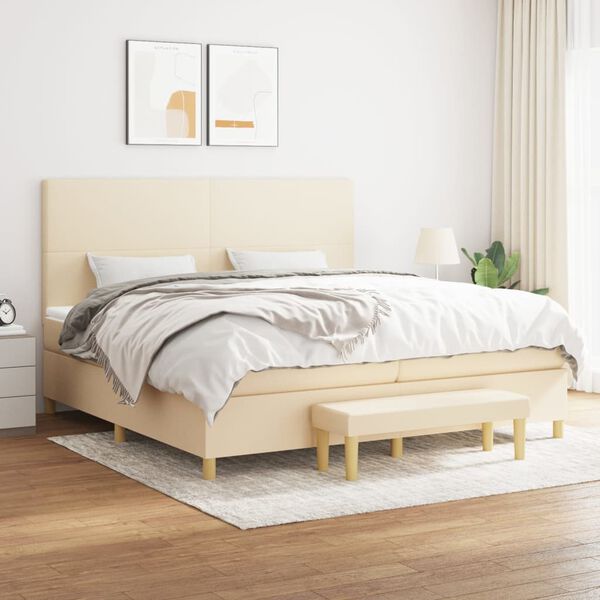 vidaXL &Kappa;&rho;&epsilon;&beta;ά&tau;&iota; Boxspring &mu;&epsilon; &Sigma;&tau;&rho;ώ&mu;&alpha; &Kappa;&rho;&epsilon;&mu; 200x200 &epsilon;&kappa;. &Upsilon;&phi;&alpha;&sigma;&mu;ά&tau;&iota;&nu;&omicron;