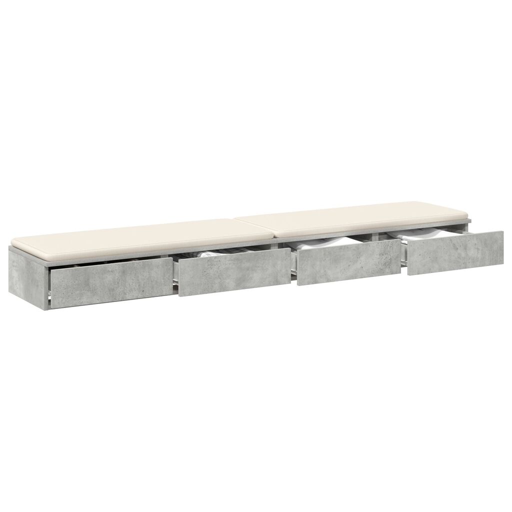 vidaXL Συρτάρια Κρεβατιού Γκρι Σκυρόδεμα 200x36,5x16,5 εκ. MDF