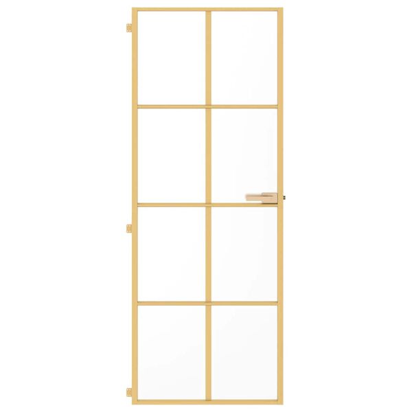 vidaXL Εσωτερική Πόρτα Χρυσή 76 x 201,5 εκ. Ψημένο Γυαλί & Αλουμίνιο