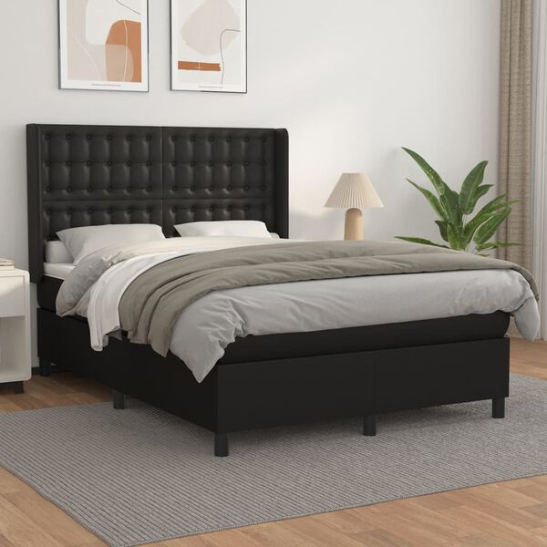 vidaXL &Kappa;&rho;&epsilon;&beta;ά&tau;&iota; Boxspring &mu;&epsilon; &Sigma;&tau;&rho;ώ&mu;&alpha; &Mu;&alpha;ύ&rho;&omicron; 140x190&epsilon;&kappa;.&alpha;&pi;ό &Sigma;&upsilon;&nu;&theta;&epsilon;&tau;&iota;&kappa;ό &Delta;έ&rho;&mu;&alpha;