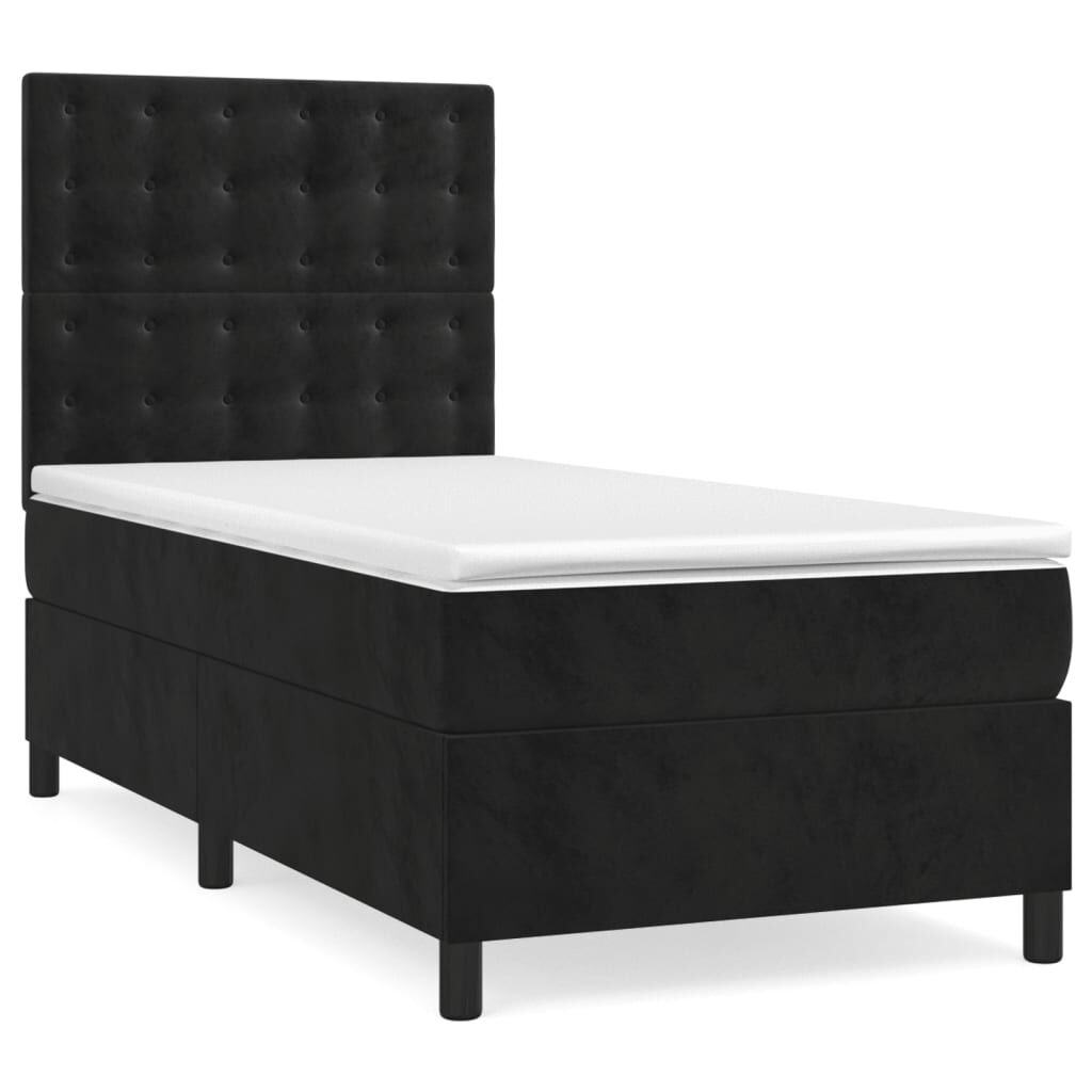 vidaXL Κρεβάτι Boxspring με Στρώμα Μαύρο 80 x 200 εκ. Βελούδινο