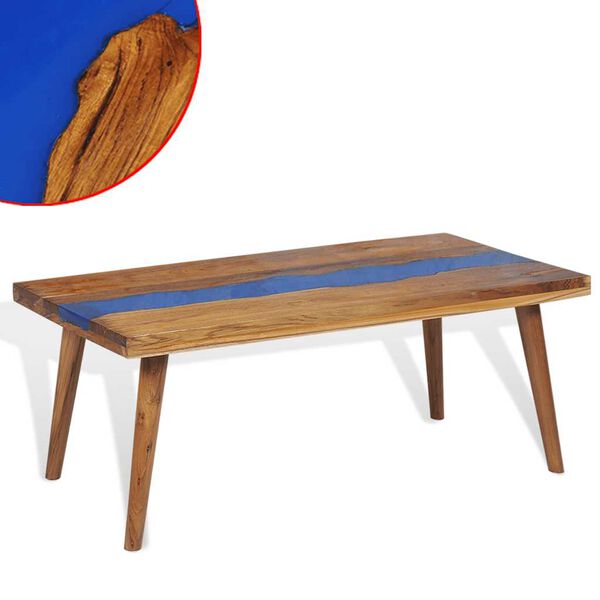vidaXL Τραπεζάκι Σαλονιού 100 x 50 x 40 εκ. από Ξύλο Teak και Ρητίνη