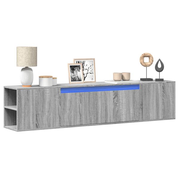 vidaXL Έπιπλο Τοίχου Τηλεόρασης με LED Γκρι Sonoma 180x31x39,5 εκ.