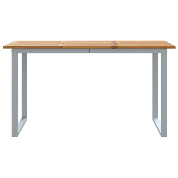 vidaXL Εξωτερικό Τραπεζάκι Φαγητού Γκρι 140x80x75 εκ. Ατσάλι & Μασίφ ξύλο ακακίας