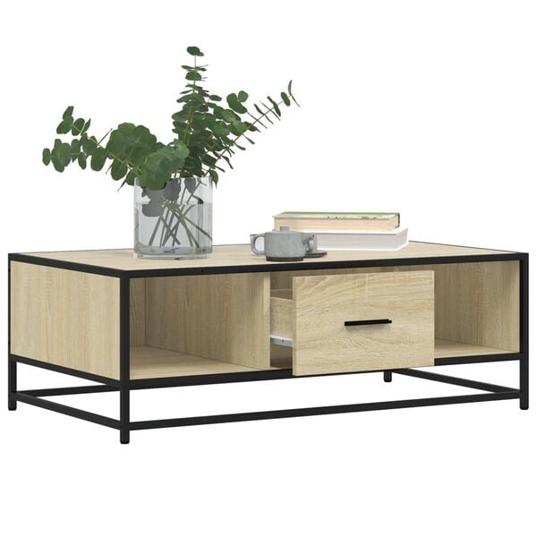 vidaXL Τραπεζάκι Σαλονιού Sonoma Δρυς 100x57x35εκ Επεξ. Ξύλο + Μέταλλο