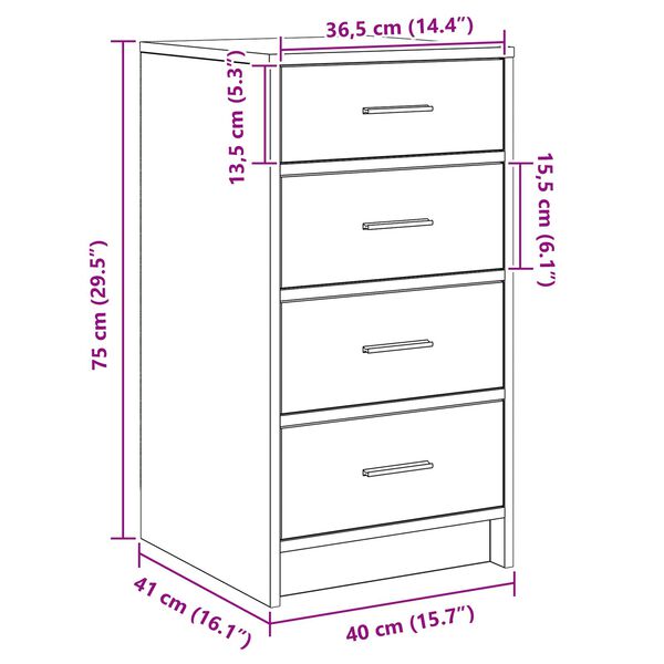 vidaXL Μπουφές Γκρι Σκυρόδεμα 40x41x75 εκ. Επεξεργασμένο Ξύλο