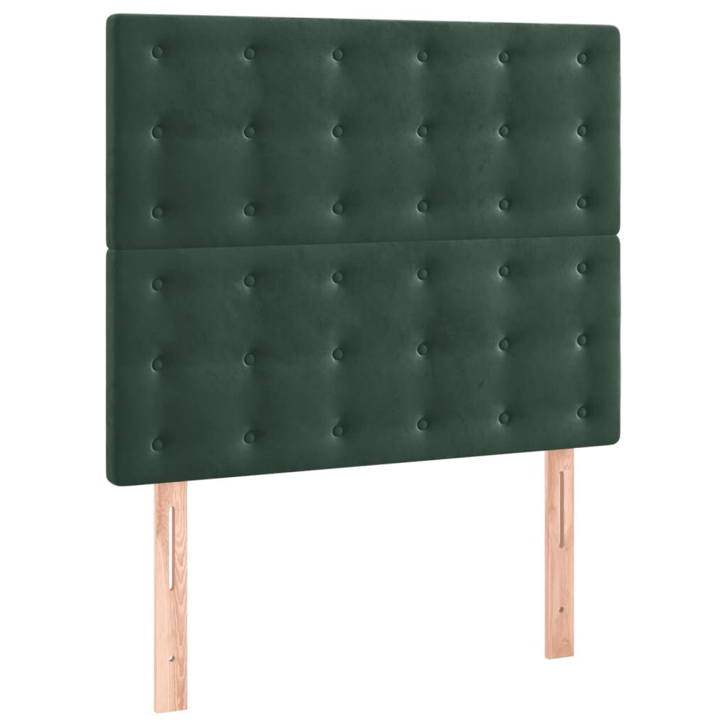 vidaXL Κρεβάτι Boxspring με Στρώμα & LED Σκ. Πράσινο 120x200εκ Βελούδο