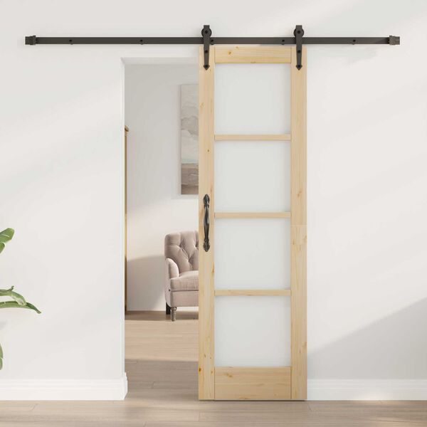 vidaXL Συρόμενη Πόρτα ORKDAL Καφέ 61 x 198.5 εκ. Ξύλο και μέταλλο