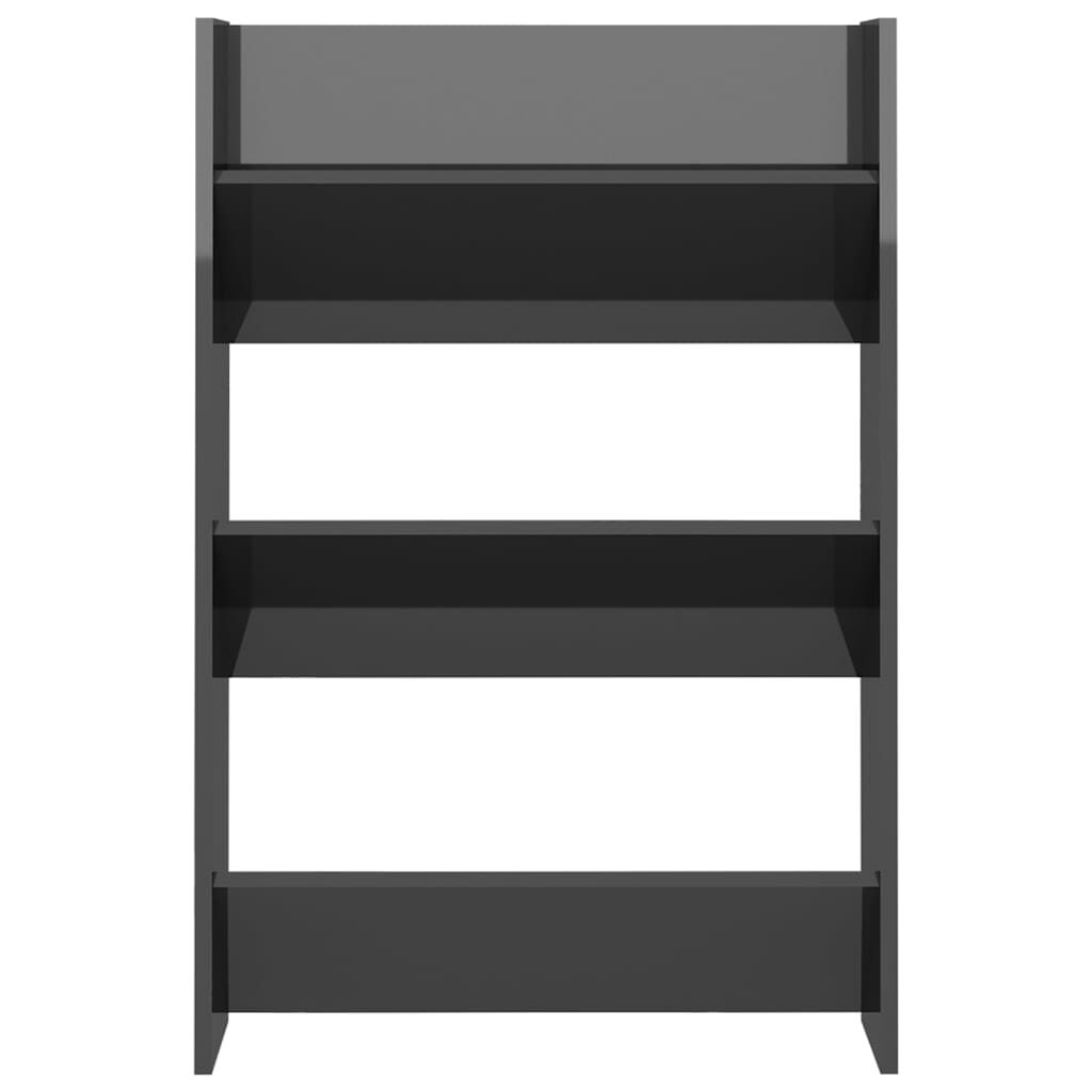 vidaXL Παπουτσοθήκες Τοίχου 2 τεμ. Γυαλ. Γκρι 60x18x90εκ. Επεξ. Ξύλο