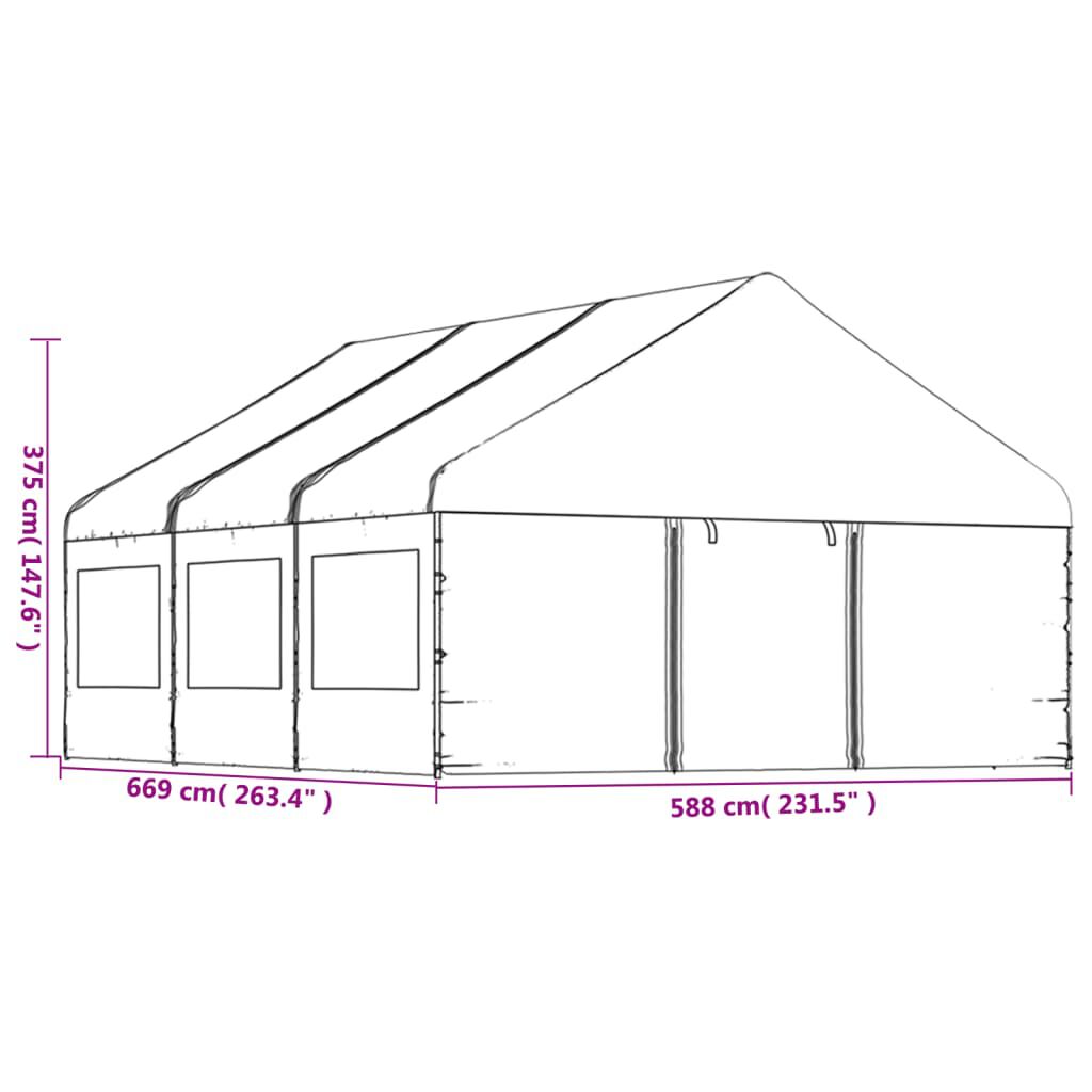 vidaXL Κιόσκι με Τέντα Λευκό 6,69 x 5,88 x 3,75 μ. από Πολυαιθυλένιο