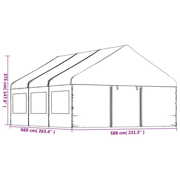 vidaXL Κιόσκι με Τέντα Λευκό 6,69 x 5,88 x 3,75 μ. από Πολυαιθυλένιο