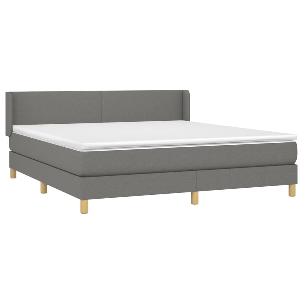 vidaXL Κρεβάτι Boxspring με Στρώμα Σκούρο Γκρι 180x200 εκ Υφασμάτιν