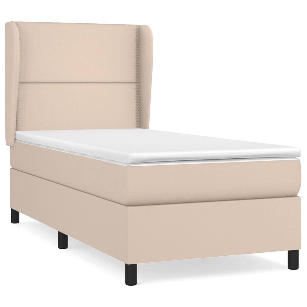 vidaXL Κρεβάτι Boxspring με Στρώμα Καπουτσίνο 100x200εκ.από Συνθ.Δέρμα
