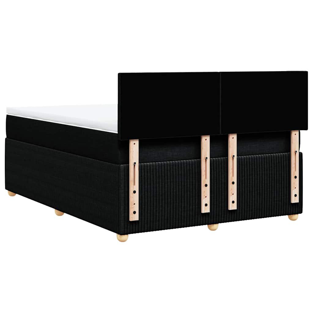 vidaXL Κρεβάτι Boxspring με Στρώμα Μαύρο 140x190 εκ. Υφασμάτινο