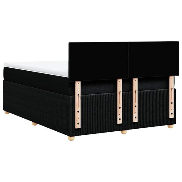 vidaXL Κρεβάτι Boxspring με Στρώμα Μαύρο 140x190 εκ. Υφασμάτινο