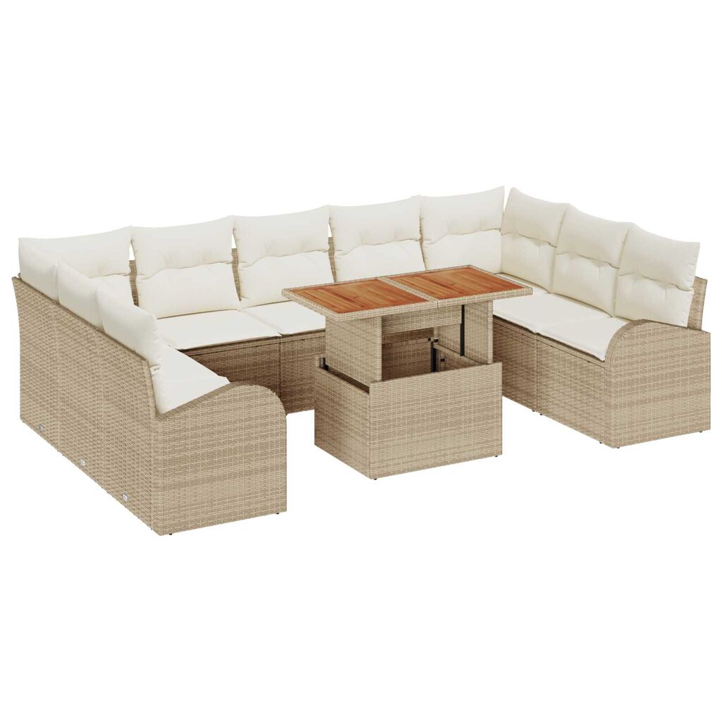 vidaXL Σετ Καναπέ Κήπου 10 pcs μπεζ και κρεμ 100 x 55 x 73 εκ