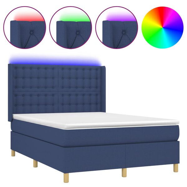vidaXL &Kappa;&rho;&epsilon;&beta;ά&tau;&iota; Boxspring &mu;&epsilon; &Sigma;&tau;&rho;ώ&mu;&alpha; & LED &Mu;&pi;&lambda;&epsilon; 140x200 &epsilon;&kappa;. &Upsilon;&phi;&alpha;&sigma;&mu;ά&tau;&iota;&nu;&omicron;
