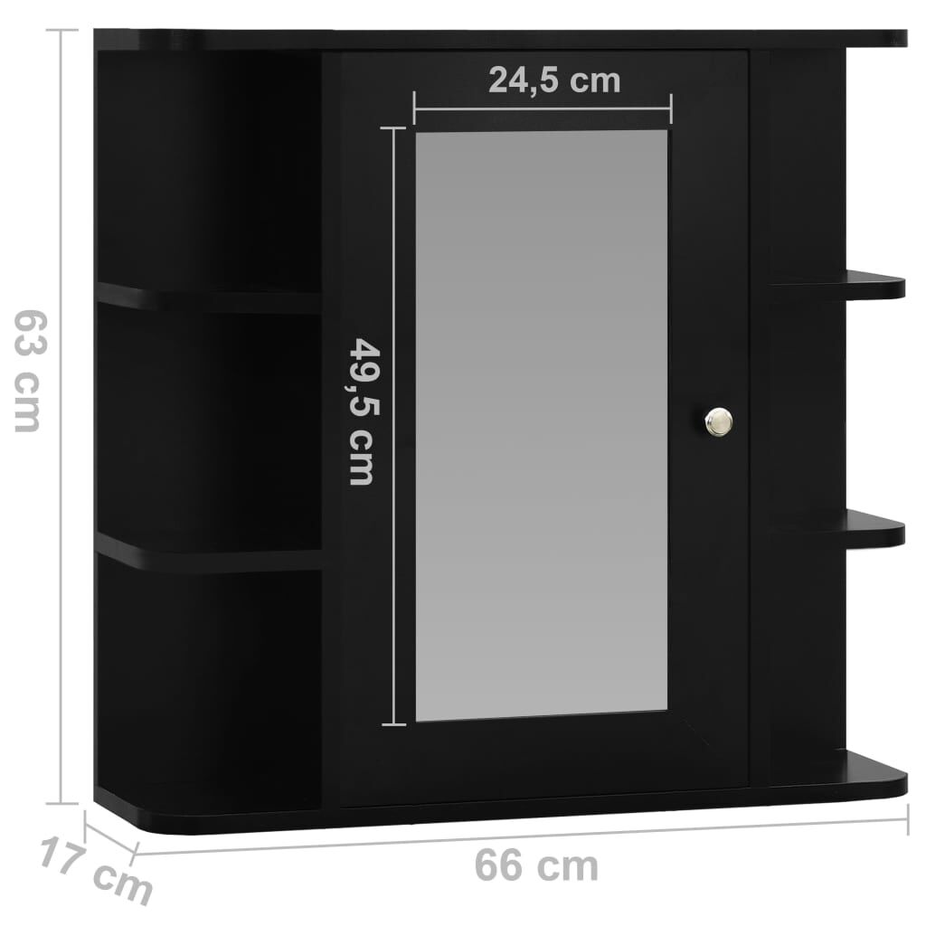vidaXL Καθρέφτης Μπάνιου με Ντουλάπι Μαύρο 66 x 17 x 63 εκ. από MDF