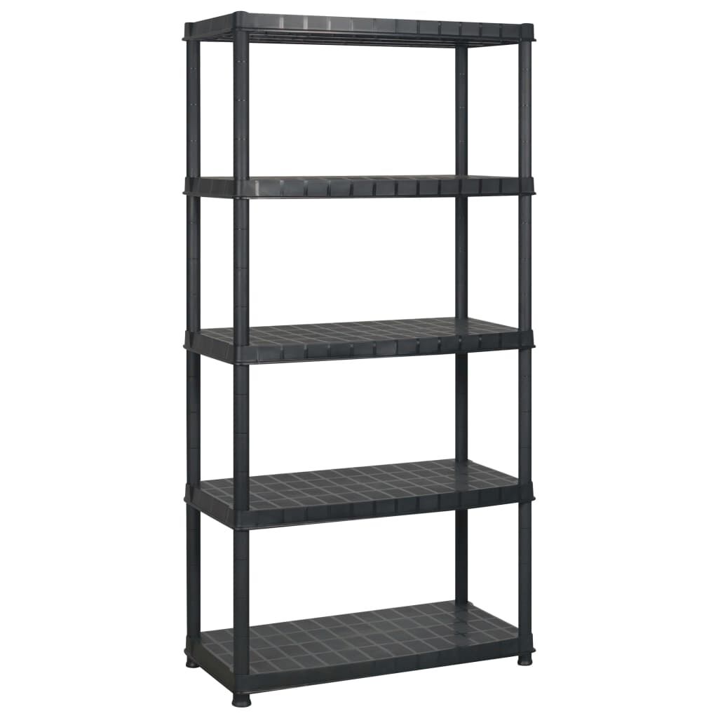 vidaXL Ραφιέρα Αποθήκευσης 5 Επιπέδων Μαύρη 274,5x45,7x185 εκ Πλαστική