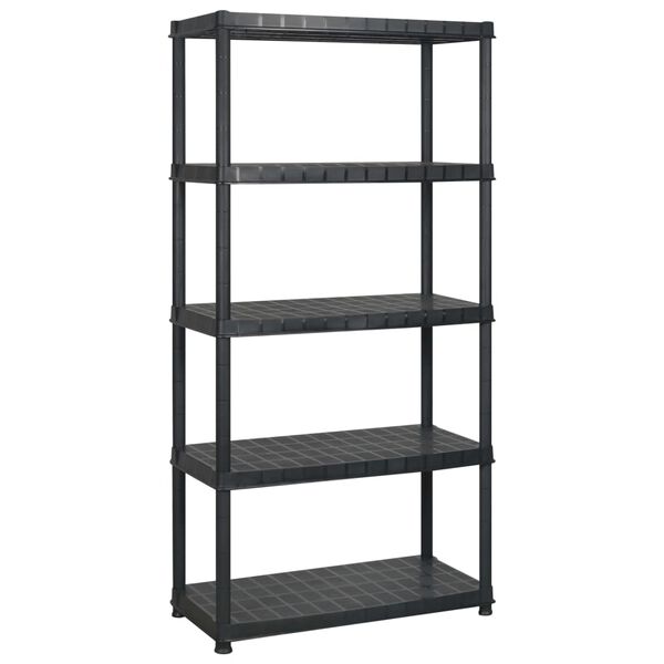vidaXL Ραφιέρα Αποθήκευσης 5 Επιπέδων Μαύρη 274,5x45,7x185 εκ Πλαστική
