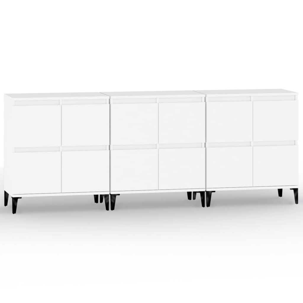 vidaXL Ντουλάπια 3 τεμ. Λευκό 60x35x70 εκ. Επεξεργασμένο Ξύλο
