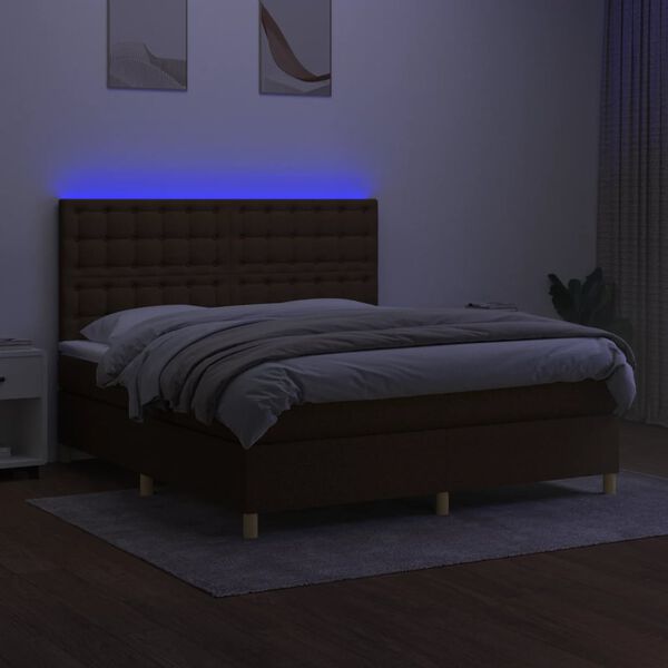 vidaXL &Kappa;&rho;&epsilon;&beta;ά&tau;&iota; Boxspring &mu;&epsilon; &Sigma;&tau;&rho;ώ&mu;&alpha; & LED &Sigma;&kappa;.&Kappa;&alpha;&phi;έ 160x200&epsilon;&kappa;. &Upsilon;&phi;&alpha;&sigma;&mu;ά&tau;&iota;&nu;&omicron;
