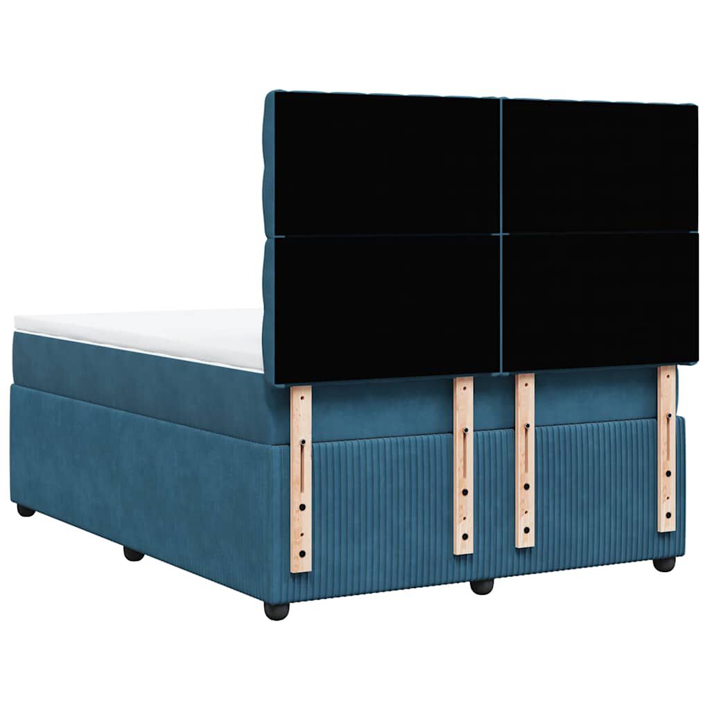 vidaXL Κρεβάτι Boxspring με Στρώμα Μπλε 140x200 εκ. Βελούδινο
