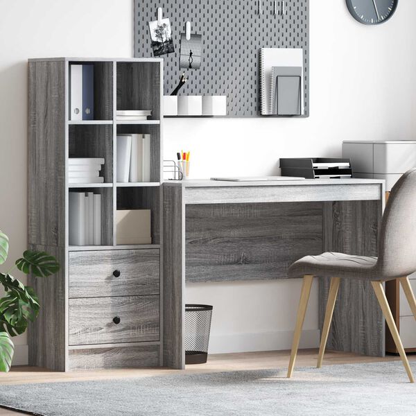 vidaXL Γραφείο με αποθηκευτικό χώρο με συρτάρι 2 pcs Γκρι sonoma