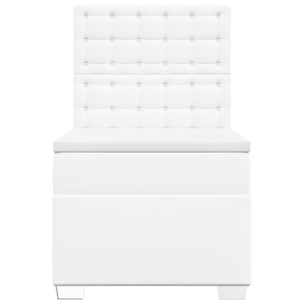 vidaXL Κρεβάτι Boxspring με Στρώμα Λευκό 90x200εκ. από Συνθετικό Δέρμα