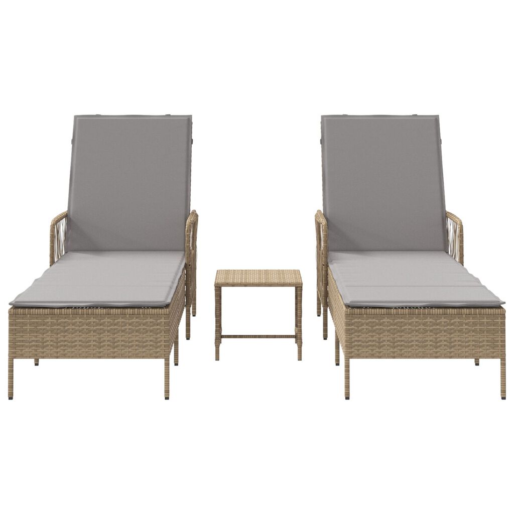 vidaXL Ξαπλώστρα 2-πρόσωπο 2 pcs Μπεζ 35 x 35 x 32 εκ. συνθετικό ρατάν