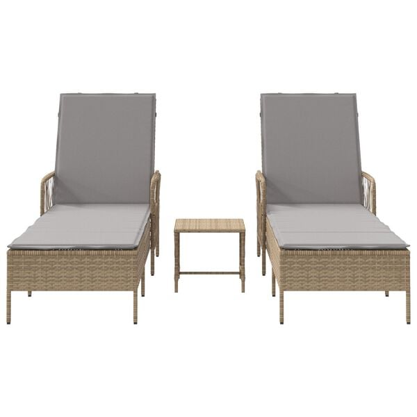 vidaXL Ξαπλώστρα 2-πρόσωπο 2 pcs Μπεζ 35 x 35 x 32 εκ. συνθετικό ρατάν