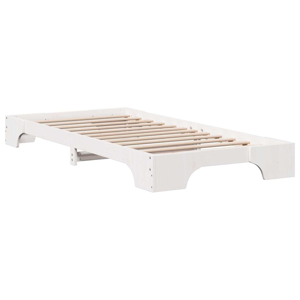 vidaXL Κρεβάτι Λευκό Μασίφ ξύλο πεύκου 75 x 190 cm Ανθεκτικό Κρεβάτι