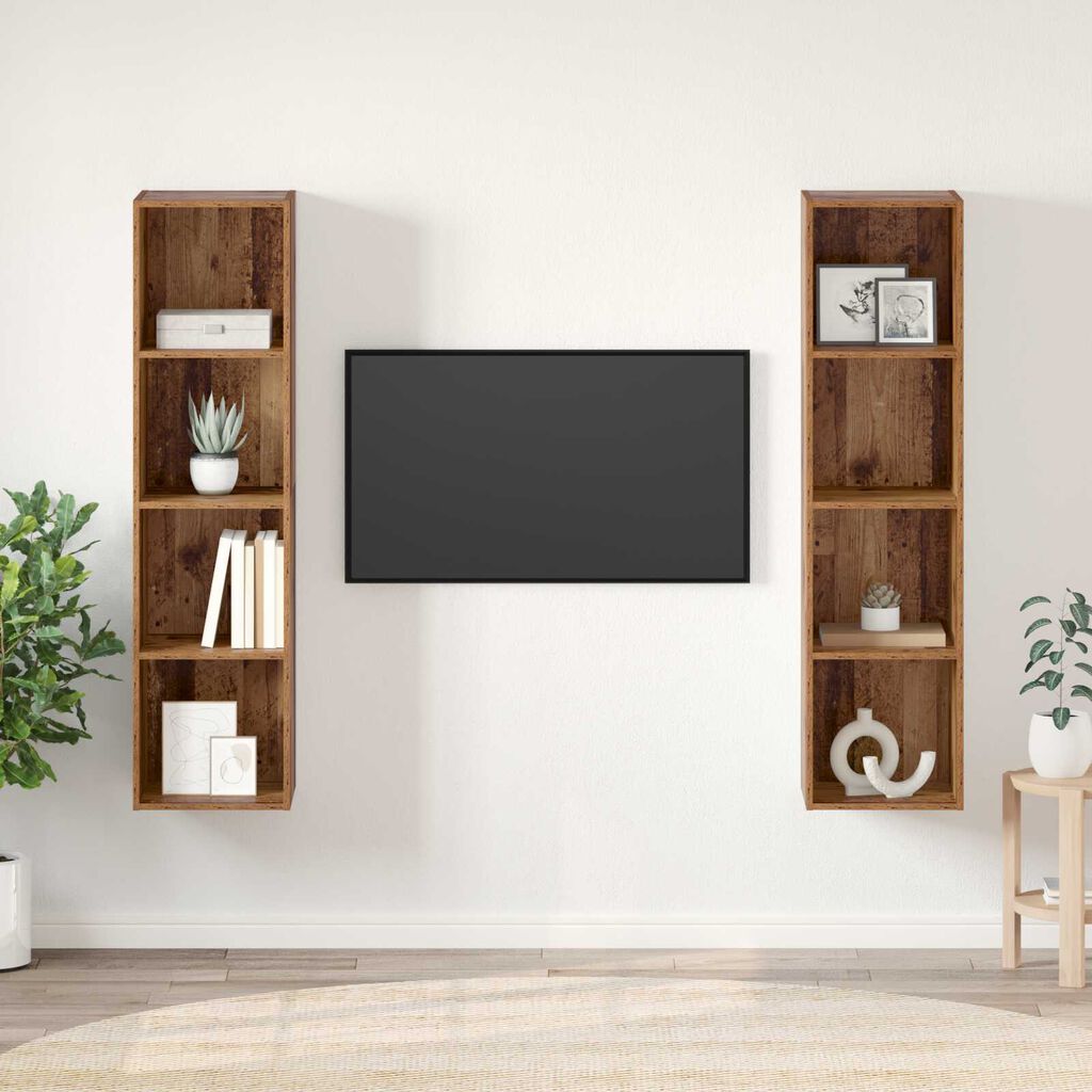 vidaXL Ντουλάπι TV 2 pcs Καφέ 37 x 37 x 142.5 εκ Επεξεργασμένο ξύλο