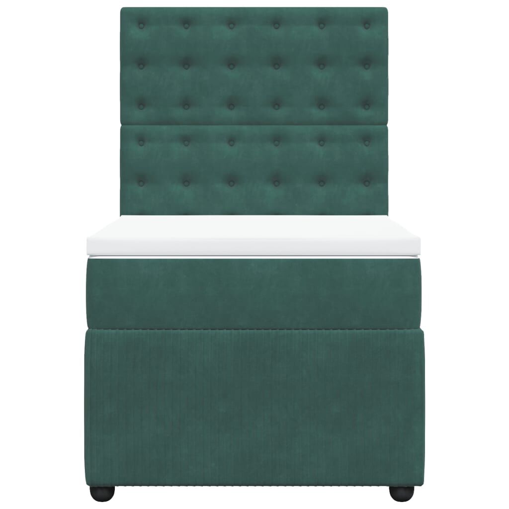 vidaXL Κρεβάτι Boxspring με Στρώμα Σκούρο Πράσινο 80x200 εκ. Βελούδινο